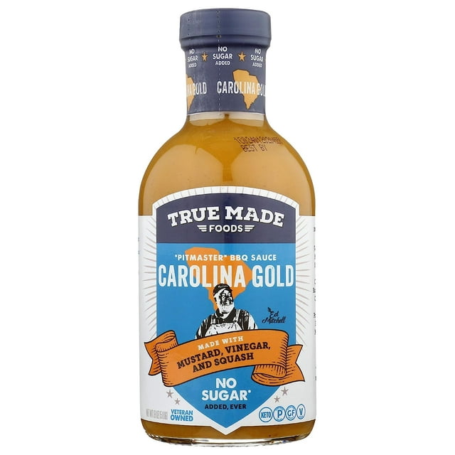 True Made Foods Barbecue Sauce Carolina Gold Style, No Sugar, 18 oz