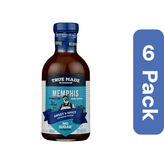 True Made Foods Barbecue Sauce Memphis No Sugar 18 oz (Pack of 6)