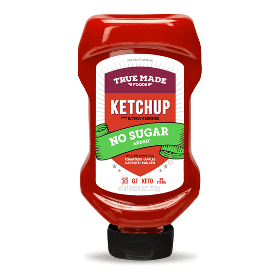 True Made Foods No Sugar Added Ketchup, 18.5oz Squeeze Bottle