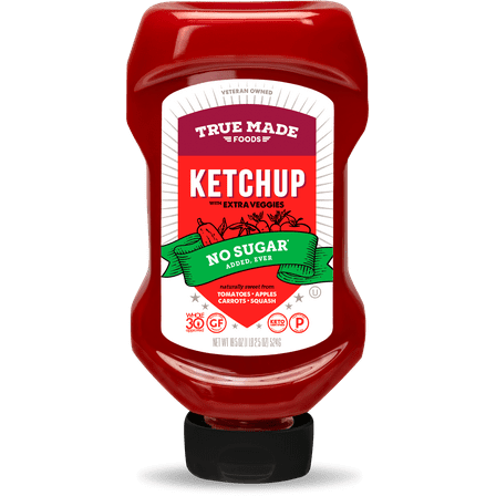True Made Foods No Sugar Added Ketchup, 18.5oz Squeeze Bottle