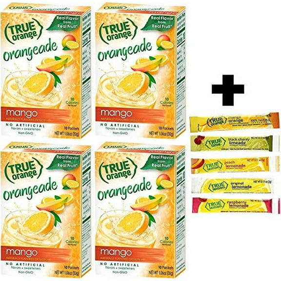 True Mango Orange Drink Mix, 10-count (Pack of 4) with 5 FREE Lemonade Sample Sticks