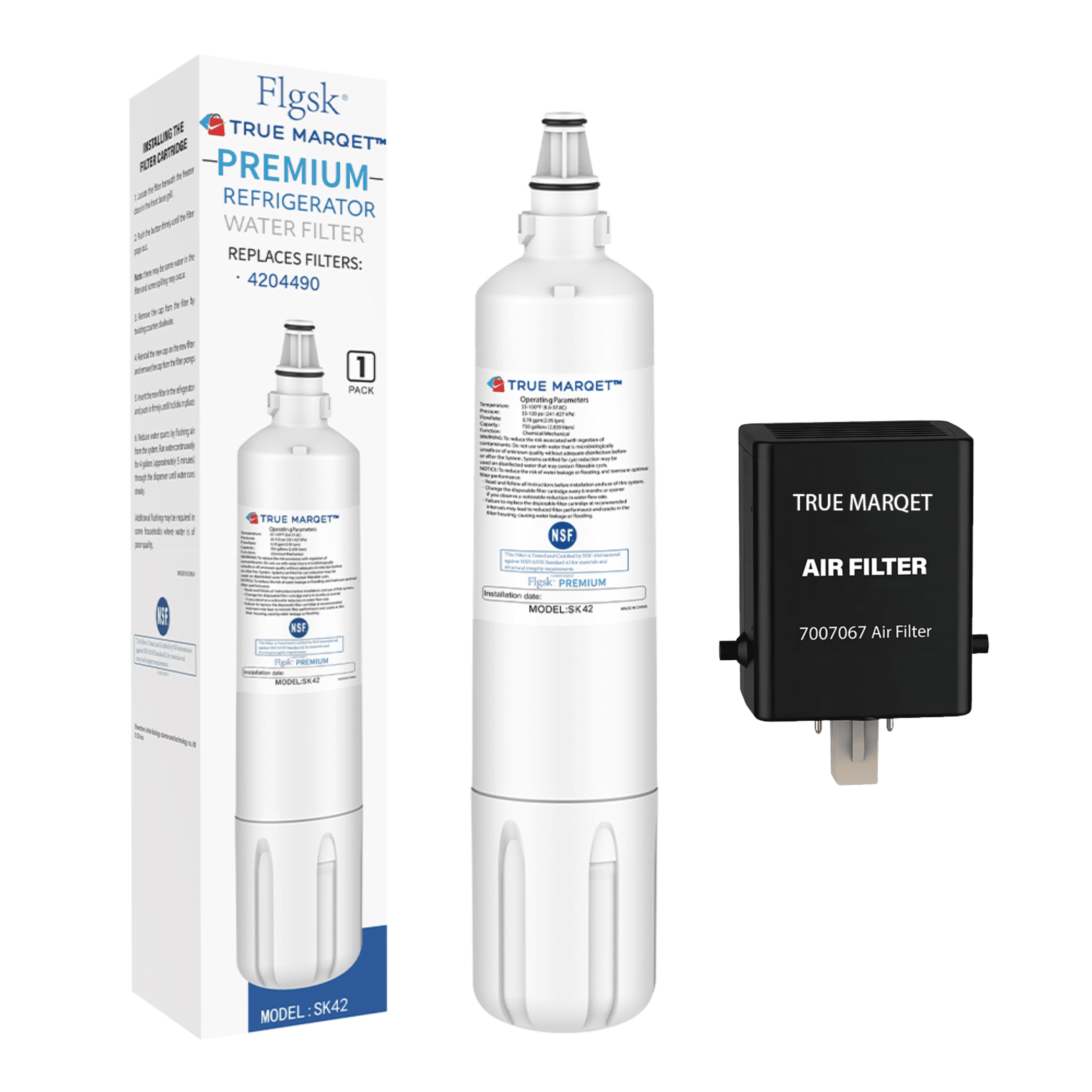 TRUE MARQET 4204490 Replacement For Subzero Refrigerator Water Filter and 7007067 Air Filter Cartridge Combo, Compatible With InSinkErator F-1000 F-2000 (1+1)