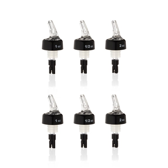 True Ace Measured Liquor Pourers, Pour Spouts 0.5oz, 1oz, 2oz, Set of 6