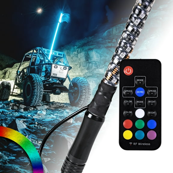 True Mods 2ft Spiral LED Whip Light for UTV ATV LED Lighted Whip Antenna