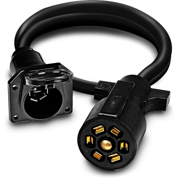 True Mods 3ft 7-Way Trailer Plug Wiring Harness [7-Pin Trailer Cord Extension Wire Cable] [Gooseneck Hitch Extender] [Plug-N-Play] [10-14AWG] 7 Prong Trailer Tow Wire Connector for RV Flatbed Camper