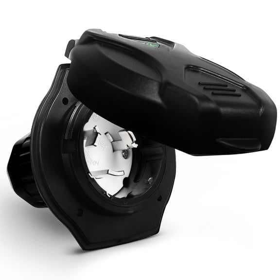 True Mods 50A Inlet Shore Power Supply Receptacle for RV Camper Boat [NEMA SS2-50P 125/250V] [Twist-Lock] [LED Indicator] [Dust/Waterproof] [6/3+8/1AWG Compatible] [ETL] [UV Resistant] - Black