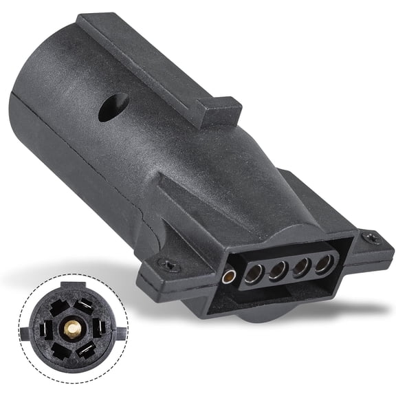 True Mods 7-Way Blade to 5-Way Flat Trailer Adapter [Nickel-Plated Copper Terminals] [Rugged Nylon Housing] [Compact Design] 7-pin to 5-pin Trailer Wiring Plug Adapter