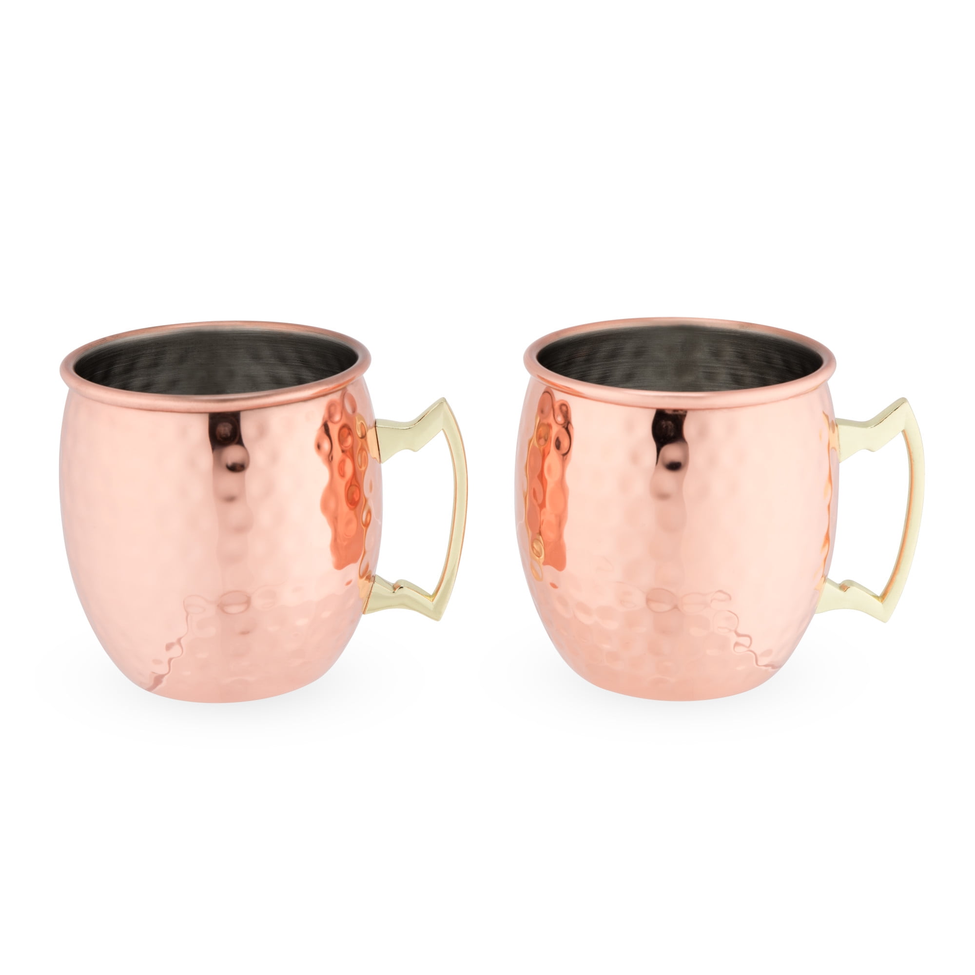 Hammered Copper Moscow Mule Mugs with Gold Handles, Set of 2