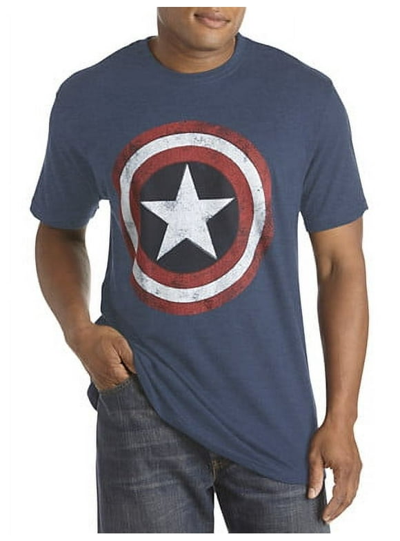 True Nation by DXL Marvel Comics Captain America Graphic Tee Navy Heather 5XLT