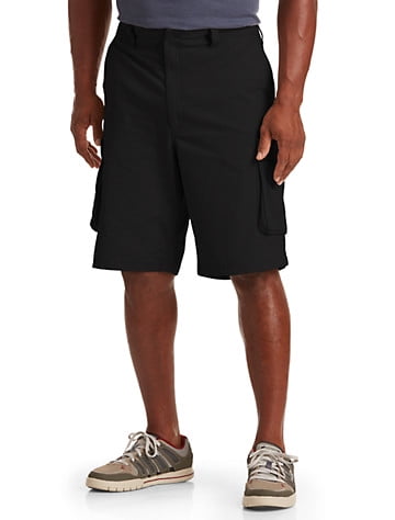 True Nation by DXL Men's Big & Tall Stretch Ripstop Cargo Shorts, Black ...