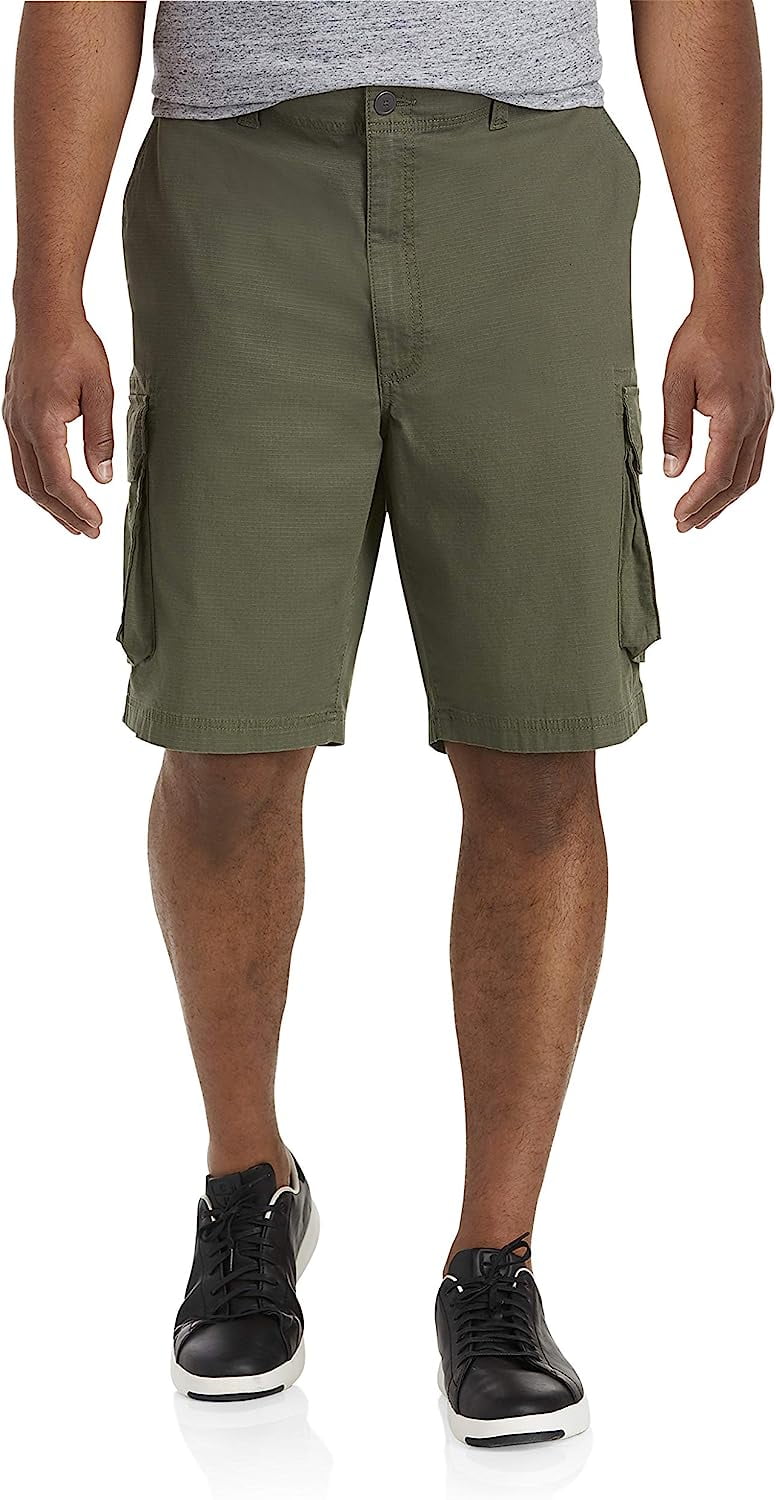 True Nation By DXL Men's Big & Tall Stretch Ripstop Cargo Shorts, Dark ...