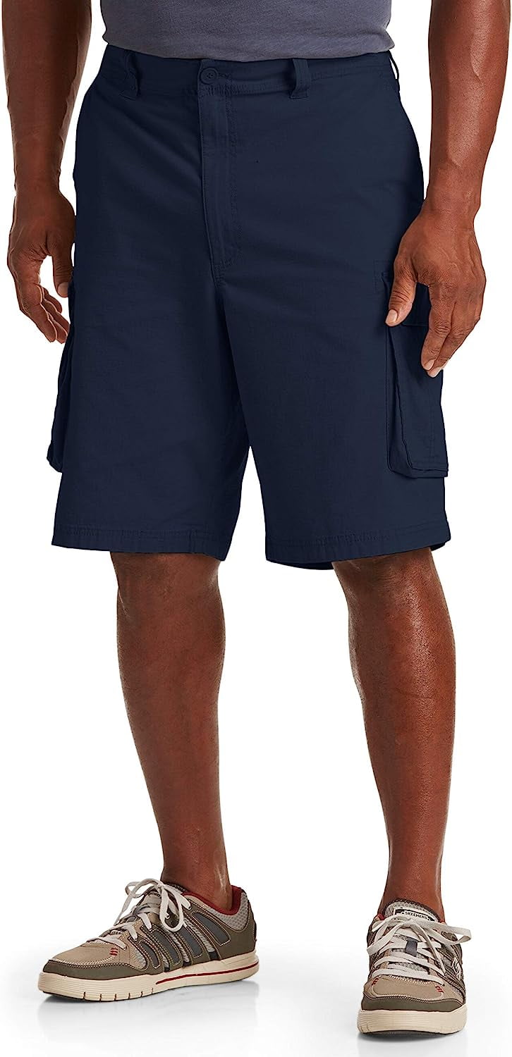 True Nation by DXL Men's Big & Tall Stretch Ripstop Cargo Shorts, Navy