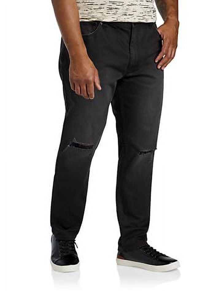 True Nation by DXL Men's Big and Tall Black Tapered-Fit Ripped Jeans ...