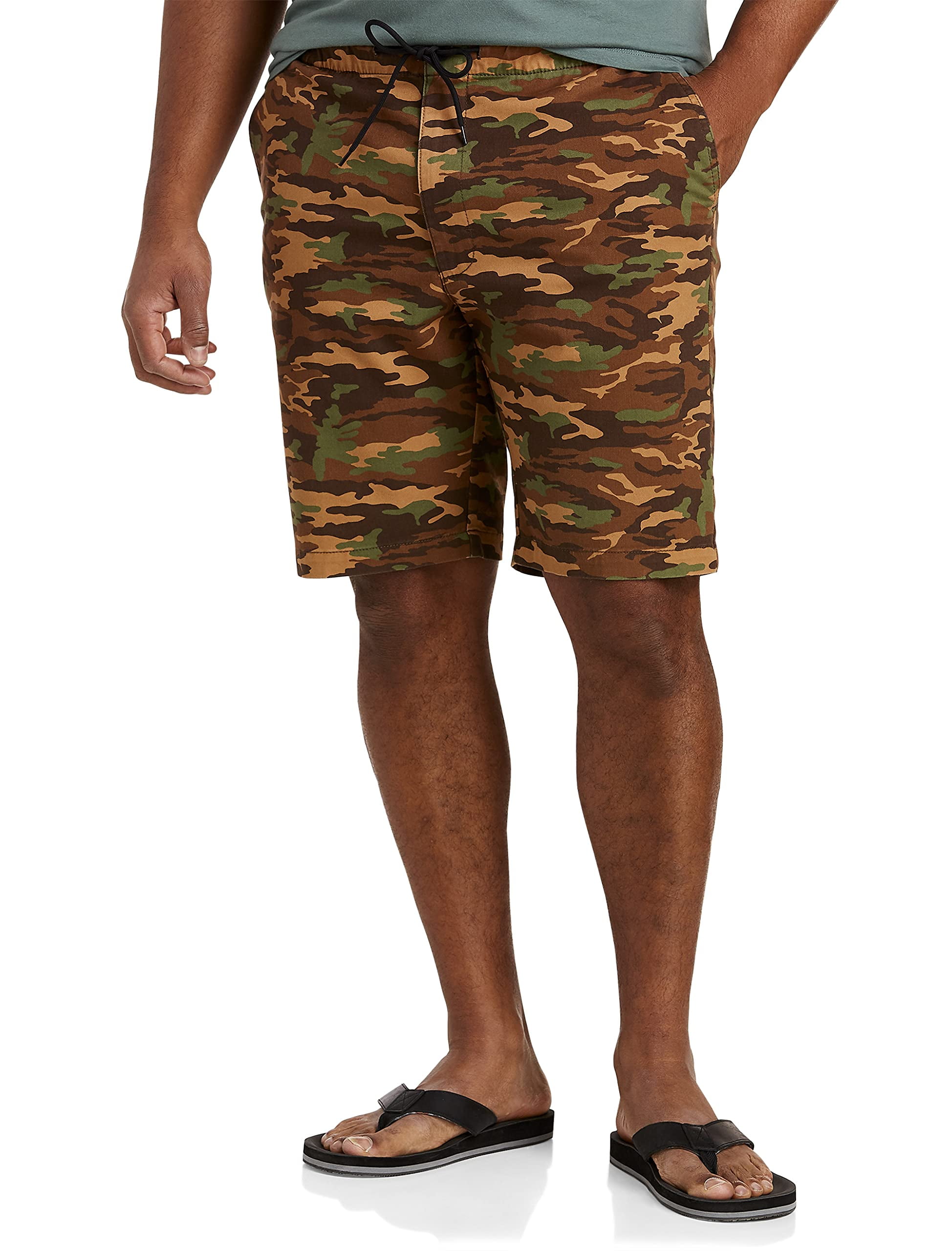 True Nation By DXL Men's Big And Tall Drawstring Camo Shorts Woodland ...