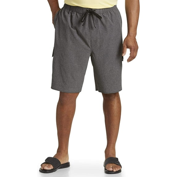 True Nation by DXL Men's Big & Tall 4-Way Stretch Swim Trunks, Charcoal Heather, 1XL