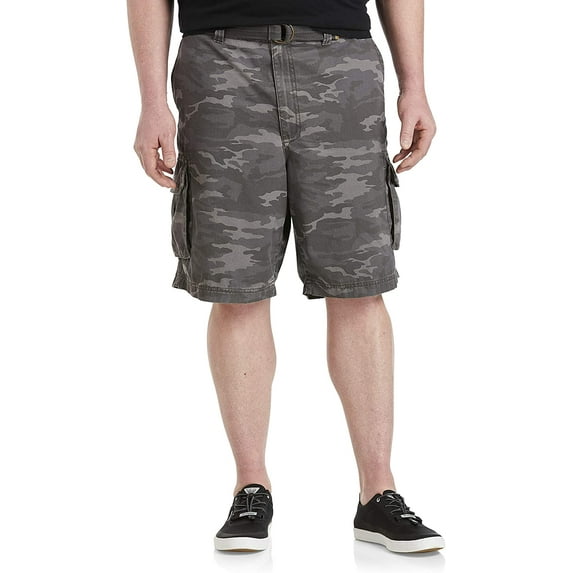 True Nation by DXL Men's Big & Tall Cargo Shorts, Tonal Black Camo, 38 Waist