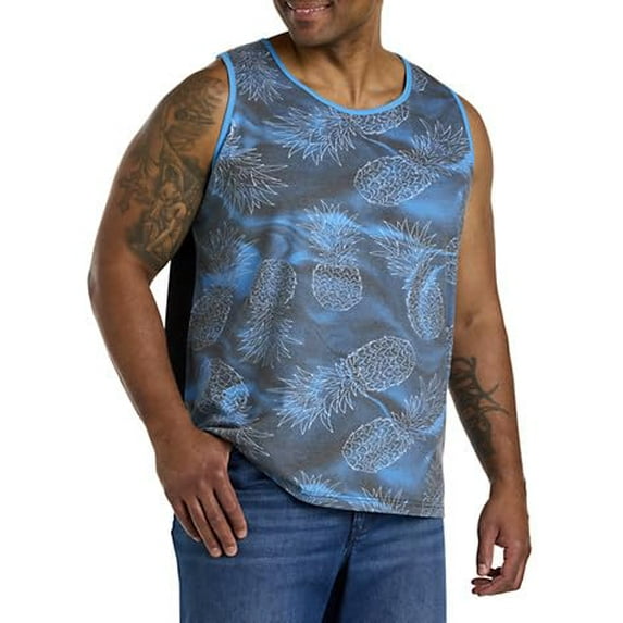 Pineapple Print Sleeveless T-Shirt Sapphire 3XLT