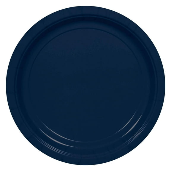 True Navy 6 3/4" Disposable Round Paper Plates Party Pack- 50 pcs.