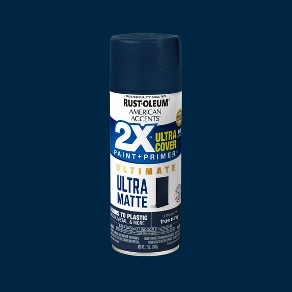 True Navy, Rust-Oleum American Accents 2X Ultra Cover Ultra Matte Spray Paint-344686, 12 oz