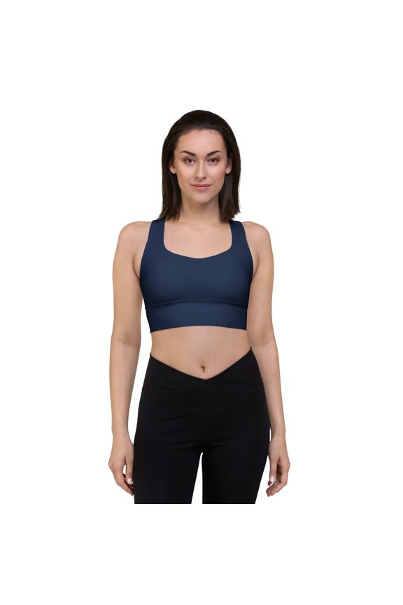 True Navy Sports Bra, Ladies Navy Sports Bra with Lining, Women Navy Sports Bra with Removable Padding
