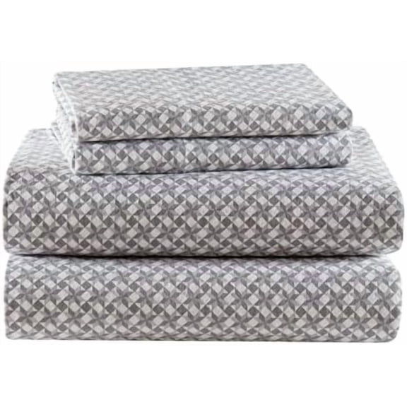 True North by Cotton Sheet Set Cozy Print 100% Cotton Flannel Sheets Bedding Set, Oversized Sheets, Deep Pocket Fits Up to 14" Mattress King Bed Sheets King Snowflake 4 Piece