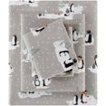 thumbnail image 1 of True North by  Cozy Flannel Warm 100% Cotton Sheet - Novelty Print Animals Stars Cute Ultra Soft Cold Weather Bedding Set, Twin, Grey Penguins 3 Piece, 1 of 6