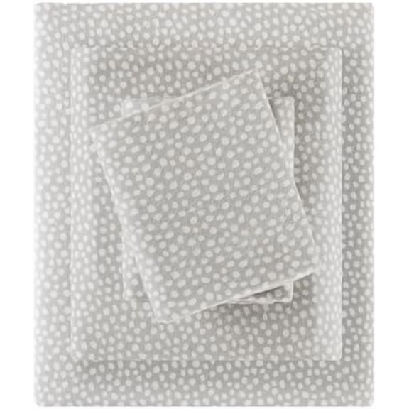 True North by Flannel Sheets Queen Size, Cozy 100% Cotton Flannel Bed Sheets, Ultra Soft Cute Sheet Set, Novelty Print Themed Cold Weather Warm Bedding Set, Grey Dots 4 Piece