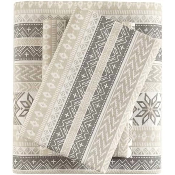 True North by  Flannel Sheets Twin Size, Cozy 100% Cotton Flannel Bed Sheets, Ultra Soft Cute Sheet Set, Elastic Pocket Fits Up to 12" Mattress, Nordic 3 Piece