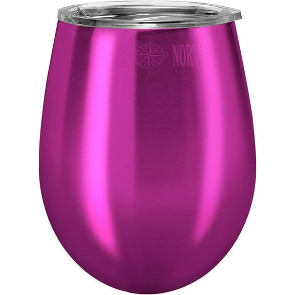 True North Stemless Wine Glass Tumbler, 12 oz Double Wall Vacuum Insulated (Jewel Pink)