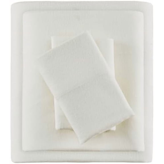 True North by  Cozy Flannel Warm 100% Cotton Sheet - Novelty Print Animals Stars Cute Ultra Soft Cold Weather Bedding Set, Queen, Ivory Solid 4 Piece