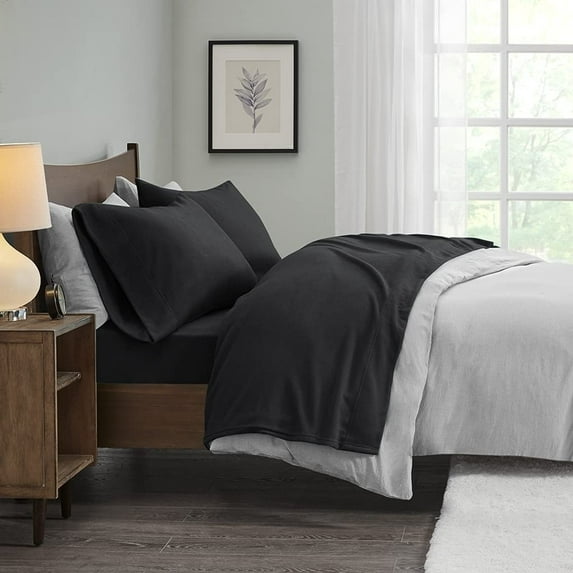 True North by Sleep Philosophy Polyester Solid Sheet Set with Black TN20-0465