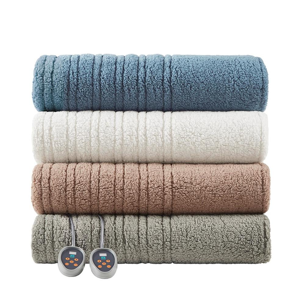 Full Size Brown Sherpa Reversible Heated Blanket