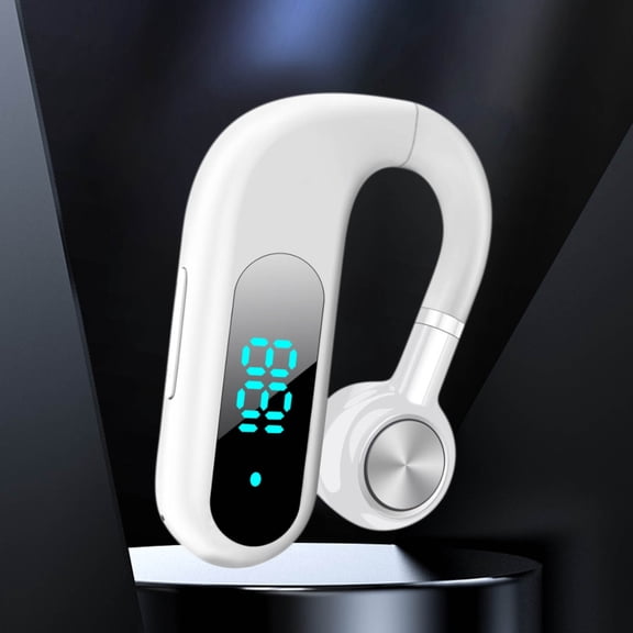 True Open Ear Headphones, Lightweight Comfort Open Ear Clip Wireless Earbuds, 40H Play Bluetooth 5.4 Headphones with Smart Digital Display Design Fit Sports Running, Workout(White)