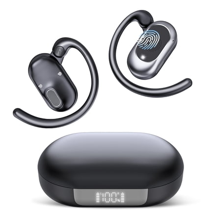 Open Ear Earbuds, Bluetooth 5.4 Headphones, Wireless Earbuds with Ear Hooks,70H HiFi Stereo Open Ear Headphones with Mic, IP7 Waterproof Lightweight Air Conduction Headphones for Workouts and Running