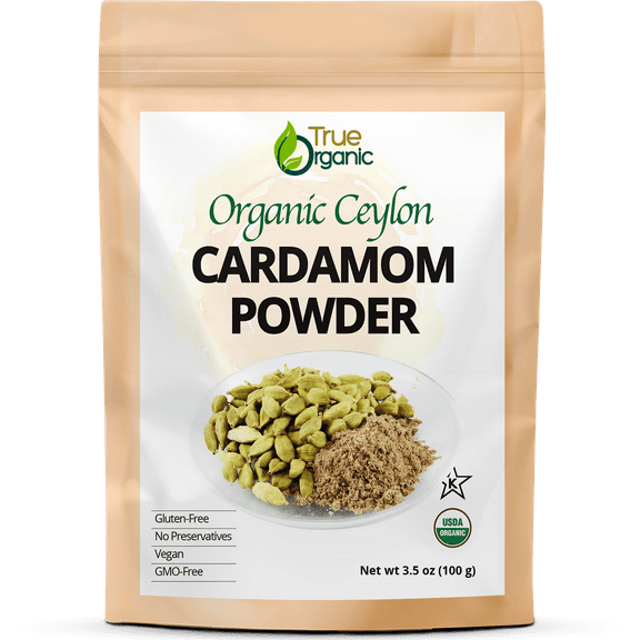 True Organic Ceylon Cardamom Powder, 3.5 oz, USDA Organic & Kosher Certified