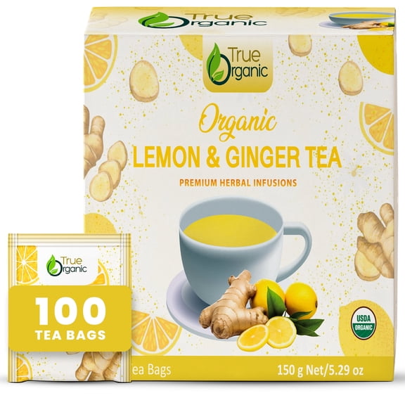 True Organic Premium Lemon & Ginger Tea |100 Count Tea Bags