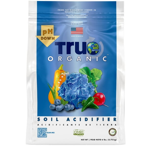 True Organic Soil Acidifier HMF23 - Lowers Soil pH for Acid-Loving Plants - Ideal for Turning Hydrangeas Blue - 6lb Bag
