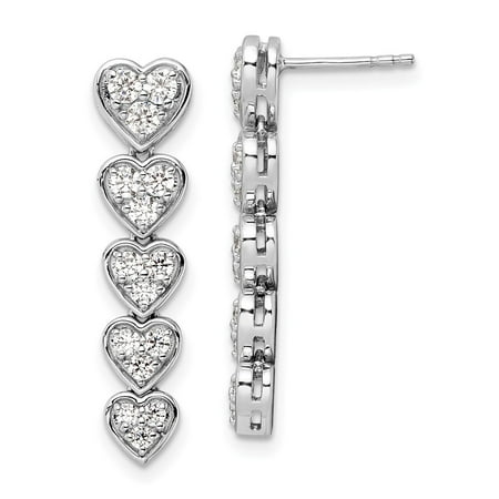 True Origin 14K White Gold 1 carat Lab Grown Diamond VS+ F+ Complete Heart Dangle Post Earrings