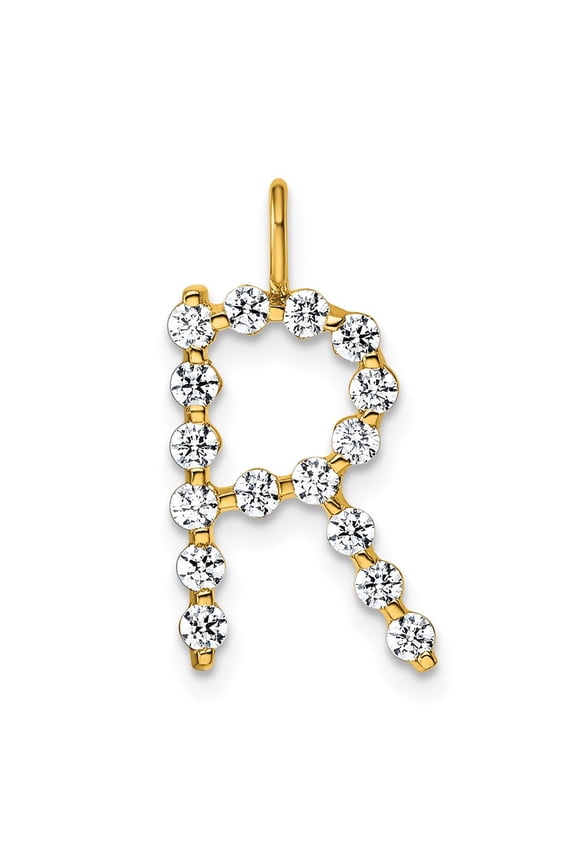 True Origin 14k 1/2 carat Lab Grown Diamond VS DEF Alphabet R Pendant