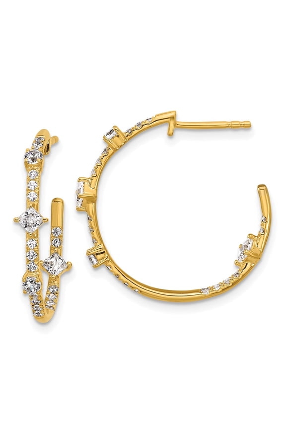 True Origin 14K Yellow Gold 1 carat Lab Grown Diamond VS+ F+ J-Hoop Complete Earrings