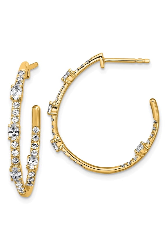 True Origin 14K Yellow Gold 3/4 carat Lab Grown Diamond VS+ F+ J-Hoop Complete Earrings