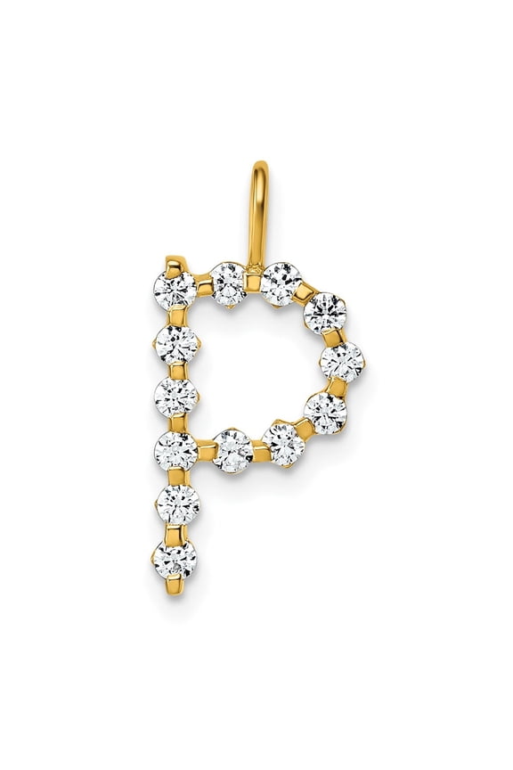 True Origin 14k 3/8 carat Lab Grown Diamond VS DEF Alphabet P Pendant