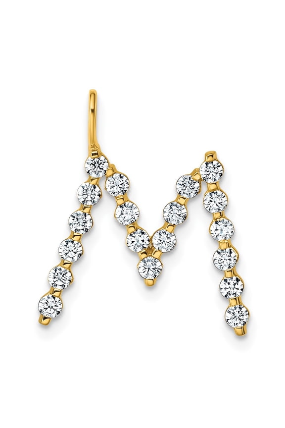 True Origin 14k 5/8 carat Lab Grown Diamond VS DEF Alphabet M Pendant