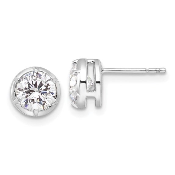 True Origin 14K White Gold 1 1/2 carat Lab Grown Diamond VS+ F+ Complete Solitaire Post Earrings
