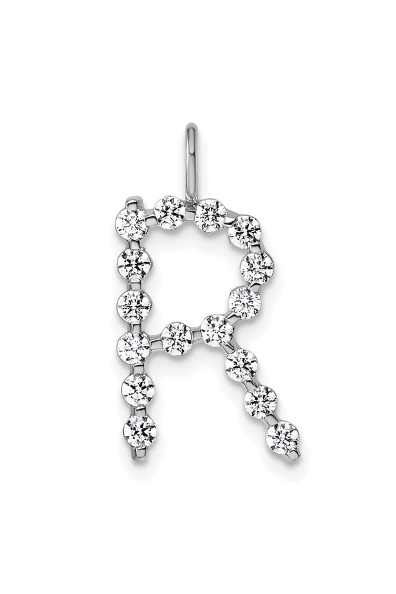 True Origin 14k White Gold 1/2 carat Lab Grown Diamond VS DEF Alphabet R Pendant