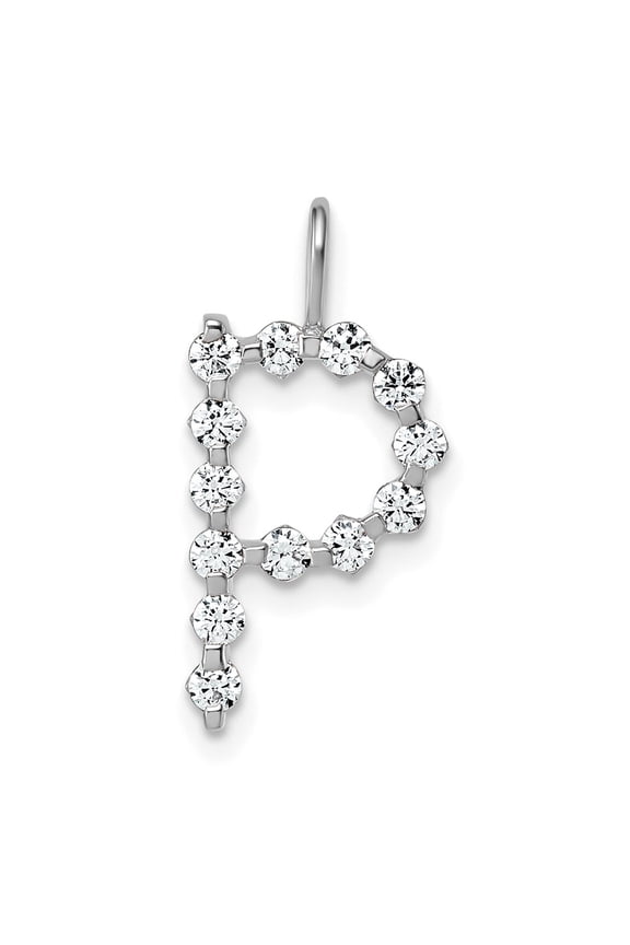 True Origin 14k White Gold 3/8 carat Lab Grown Diamond VS DEF Alphabet P Pendant
