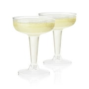 True Party Disposable Plastic Coupe Glasses - Stemmed Clear Cocktail Cups for Outdoors, Parties - 6oz Set of 20