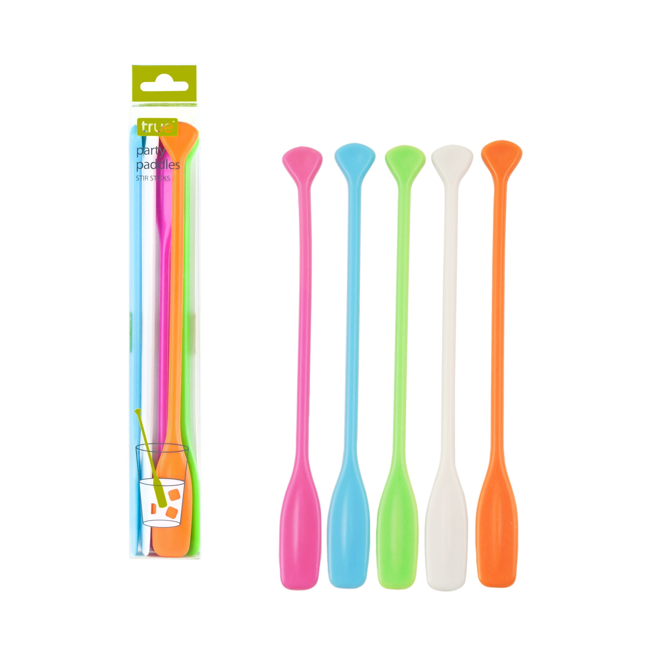 True Party Paddle Stir Sticks for Cocktail Party, Pack of 5, Multicolor