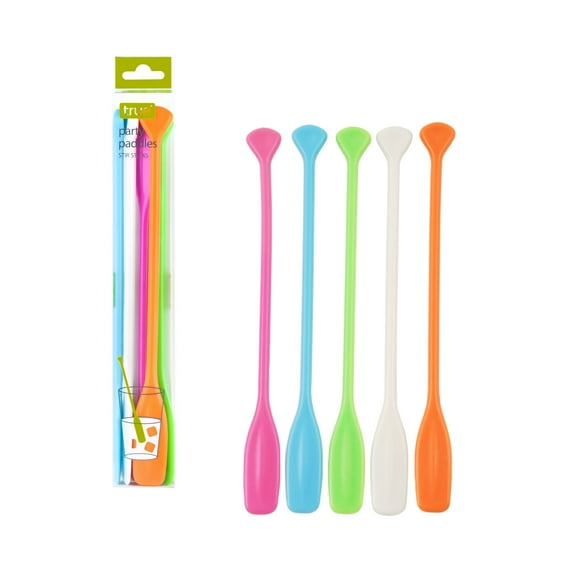True Party Paddle Stir Sticks for Cocktail Party, Pack of 5, Multicolor