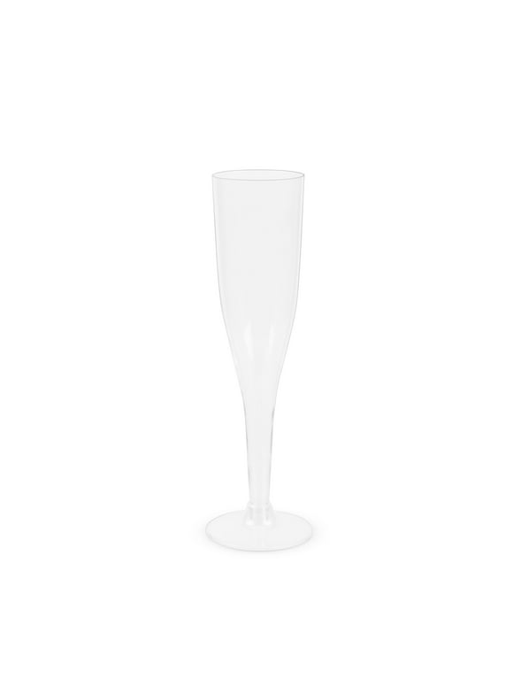 True Party Plastic Stemmed Champagne Flutes - Disposable Clear Plastic Glasses for Sparkling Wine Outdoors Parties - 5.5oz Set of 12